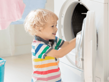 Protege a tus hijos en el cuarto de lavado.