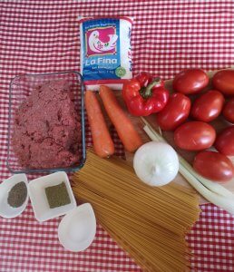 Ingredientes Spaguetti a la Bolognesa - Sana y Hermosa